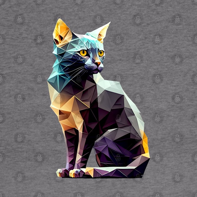 Geometric Cat No. 1: Light Background (on a no fill background) by Puff Sumo